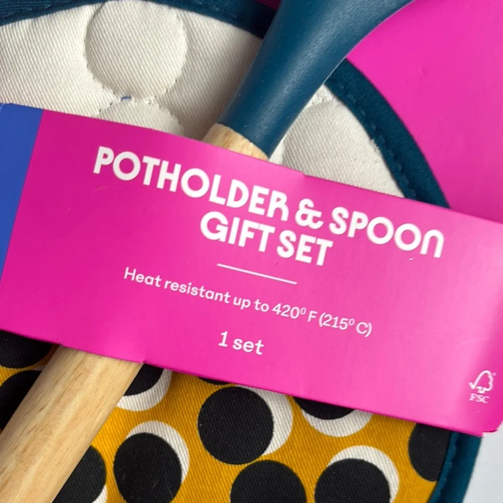 Tabitha Brown LIMITED EDITION Teal Spoon and Polka Dot Pot Holder Set